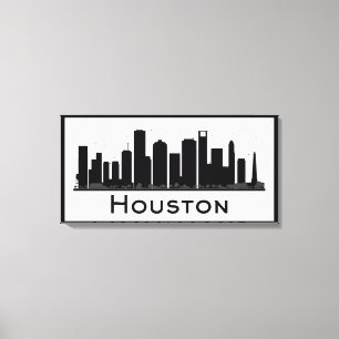 Houston, Texas svart & vitstadshorisont Canvastryck