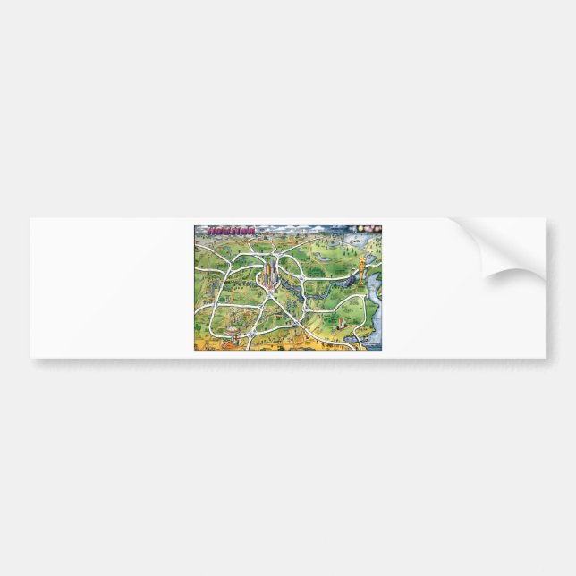 Houston Texas Tecknad Karta Bildekal (Framsidan)