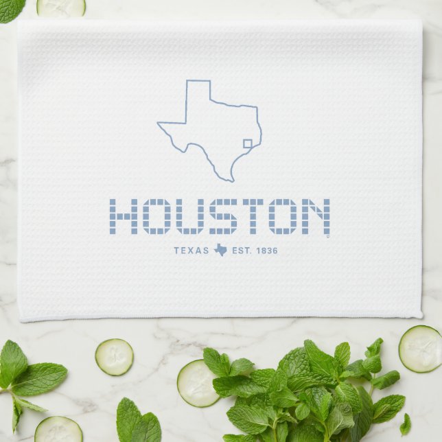 Houston & Texas Tile, Blue Tile, Houston Texas Kökshandduk (Vikta)