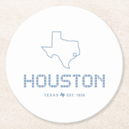 Houston & Texas Tile, Blue Tile, Houston Texas Underlägg Papper Rund