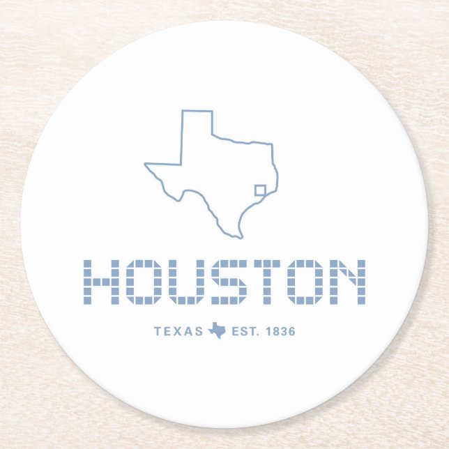 Houston & Texas Tile, Blue Tile, Houston Texas Underlägg Papper Rund (Framsidan)