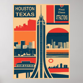 Houston, Texas, Tourist Attraktion, Travel Poster