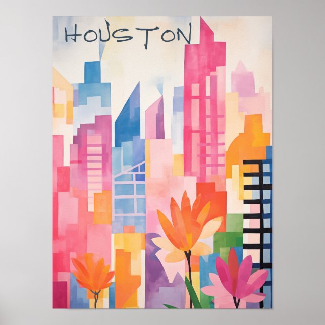 Houston Texas Travel City Art Aesthetic Poster (Framsidan)