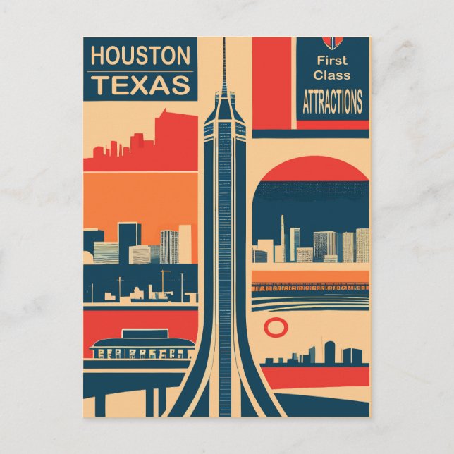Houston, Texas, turistattraktioner, resa Vykort (Framsida)