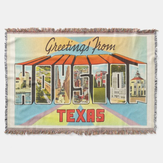 Houston Texas TX gammal vintage resorsouvenir Filt (Framsidan)