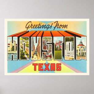 Houston Texas TX gammal vintage resorsouvenir Poster