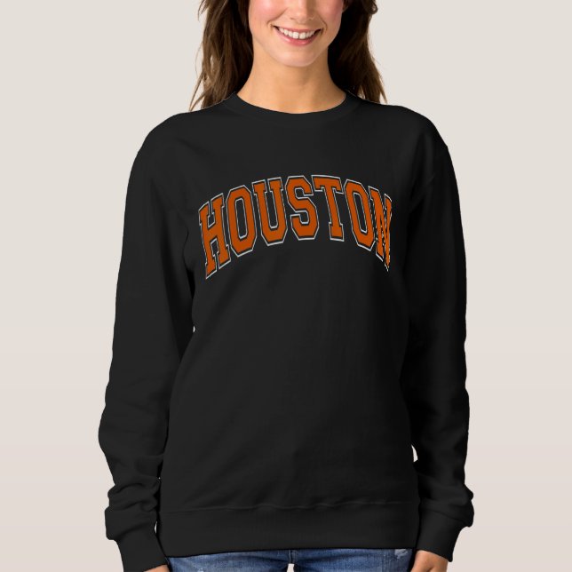 Houston Texas TX Varsity Style Orange Font T Shirt (Framsida)