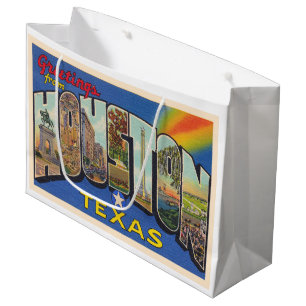 Houston Texas TX-Vintage Stora Brev-vykort
