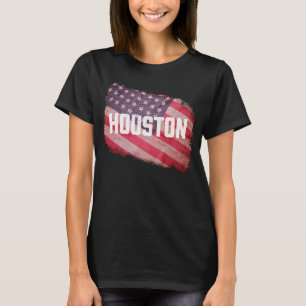 Houston Texas USA American Flagga US Souveni Vinta T Shirt