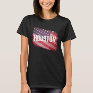 Houston Texas USA American Flagga US Souveni Vinta T Shirt