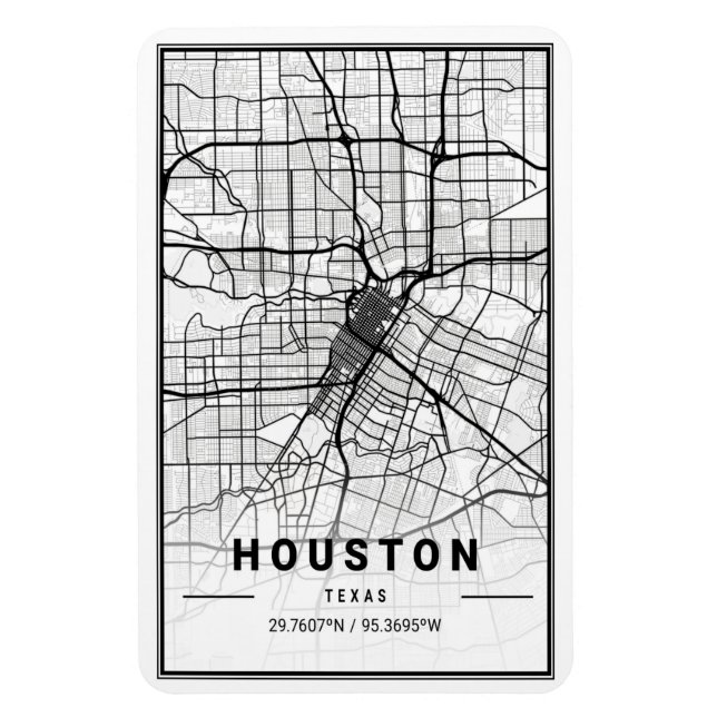 Houston Texas USA City Travel City Karta Magnet (Vertikal)
