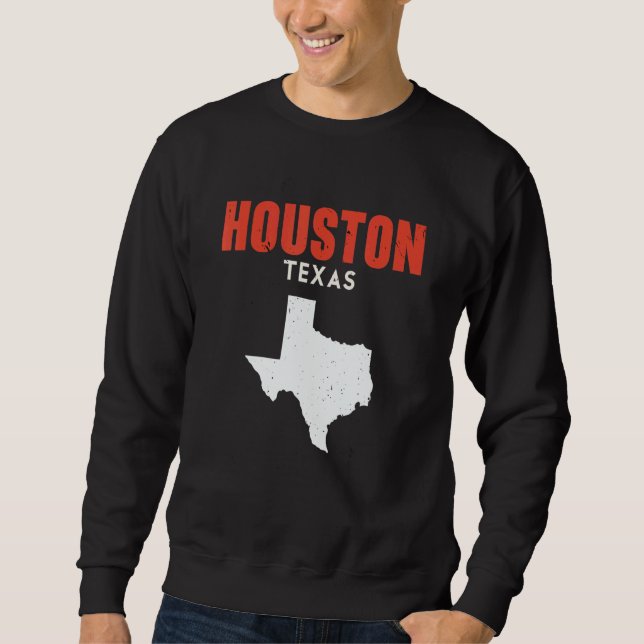 Houston Texas USA State America Travel Texan Lång Ärmad Tröja (Framsida)
