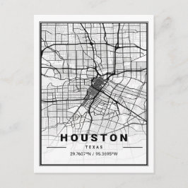 Houston Texas USA Travel City Karta Poster Vykort