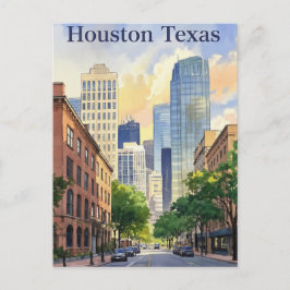 Houston Texas vattenfärgvykort Vykort