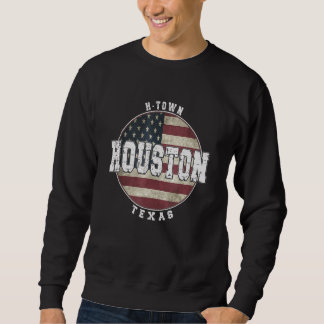 Houston Texas Vintage American flagga Lång Ärmad Tröja