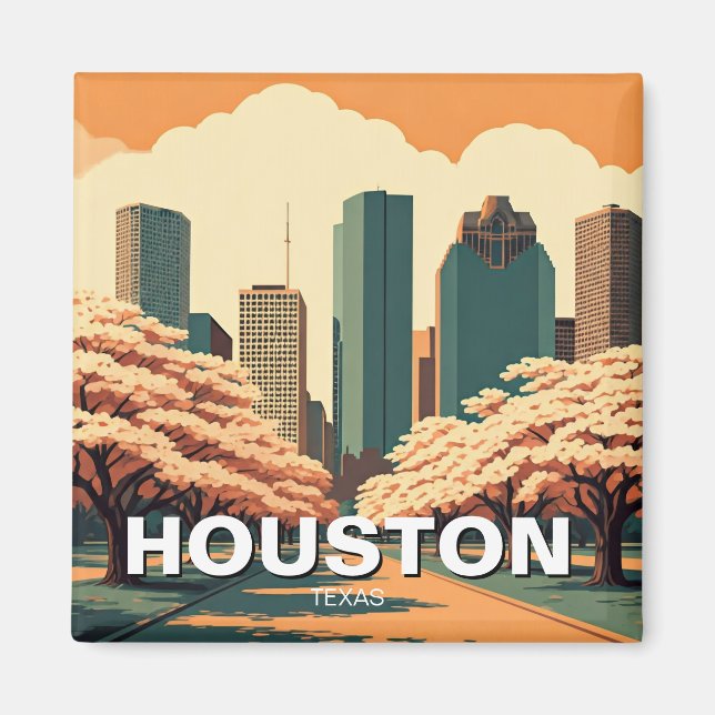 Houston Texas vintage Magnet (Framsidan)