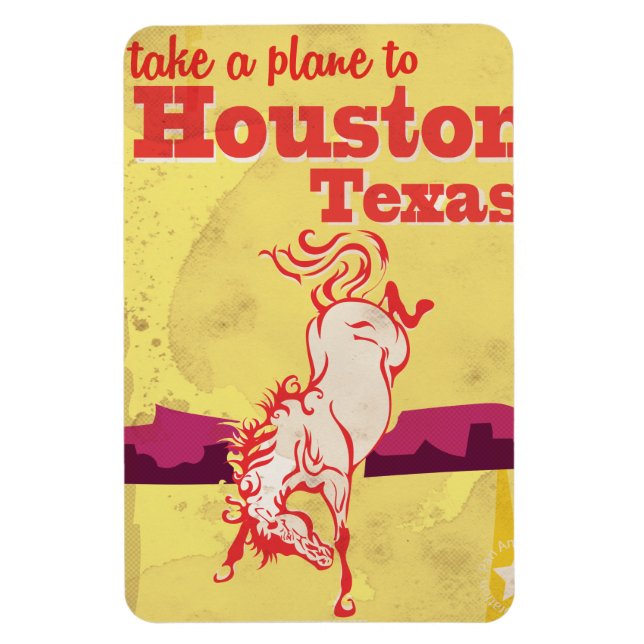 Houston, Texas Vintage Resemalj Magnet (Vertikal)