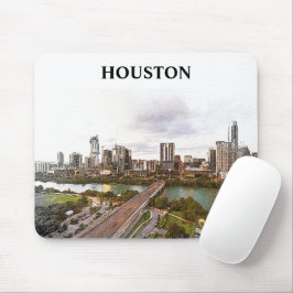 Houston Texas Vintage resor City Watercolor Musmatta