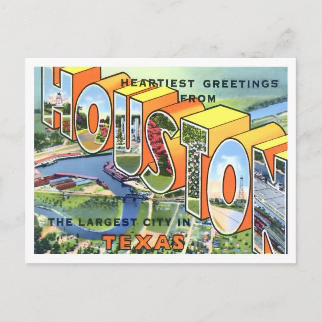 Houston, Texas Vintage stora bokstäver vykort (Framsida)