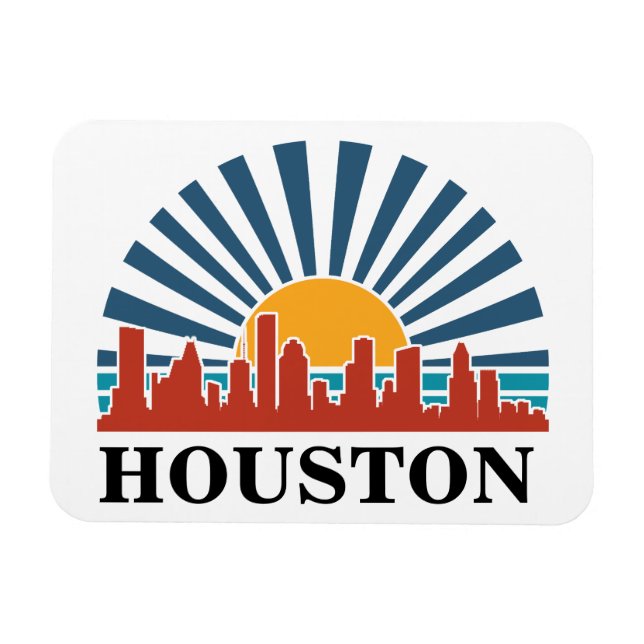 Houston Texas Vintage Sunset Retro Travel Magnet (Horisontell)