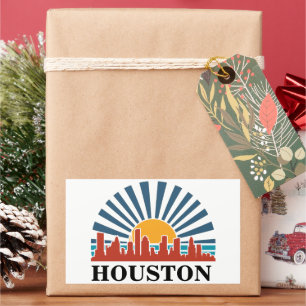 Houston Texas Vintage Sunset Retro Travel Rektangulärt Klistermärke