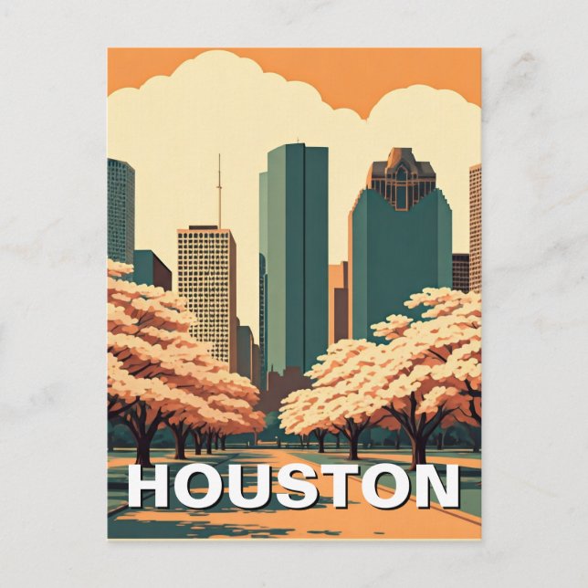 Houston Texas vintage Vykort (Framsida)