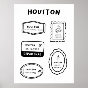 Houston - Travel Frimärke Collection Minimalisti Poster