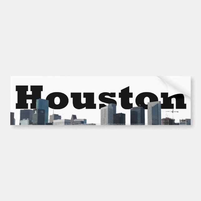 Houston TX-horisont med Houston i himmlen Bildekal (Framsidan)
