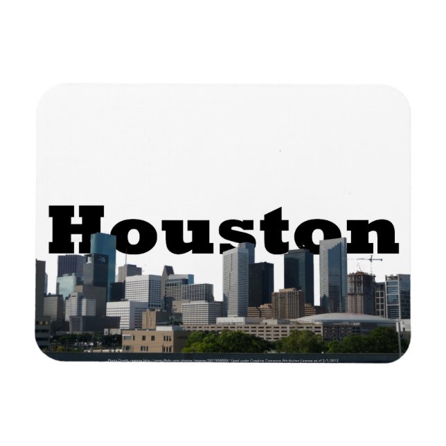 Houston TX Skyline Magnet med Houston i Himlar (Horisontell)