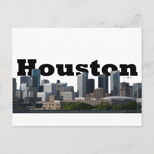 Houston, TX Skyline med Houston i Himlar Vykort (Framsida)