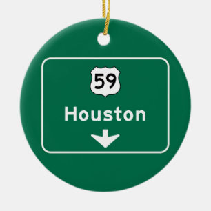 Houston TX-vägmärke Julgransprydnad Keramik