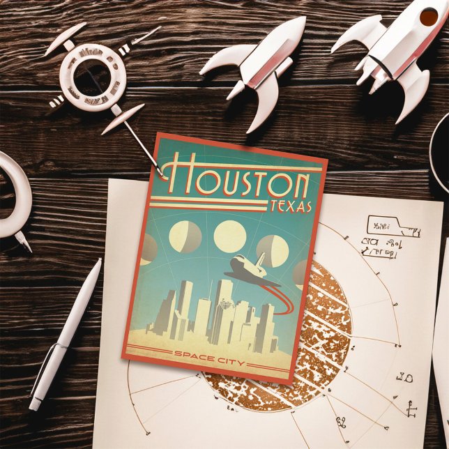 Houston, TX Vykort (Card on table)