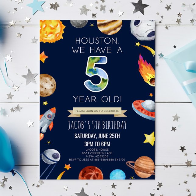 Houston Vi har 5 års gammal 5:e Födelsedagsfest Inbjudningar (Skapare uppladdad)