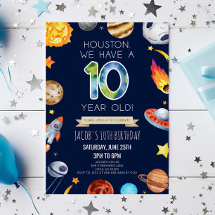Houston Vi Har En 10 Års Födelsedagsfest Inbjudningar