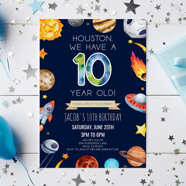 Houston Vi Har En 10 Års Födelsedagsfest Inbjudningar (Skapare uppladdad)