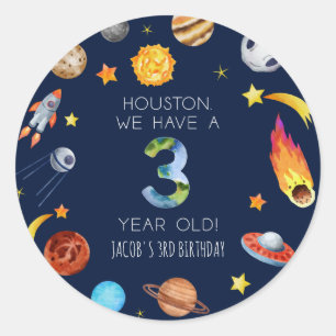 Houston Vi Har En 3 Årig 3-års Födelsedagsfest Runt Klistermärke