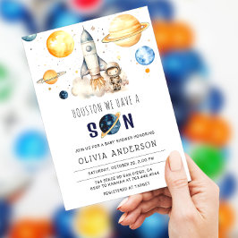 Houston vi har en babystövel för Son Astronaut. Inbjudningar