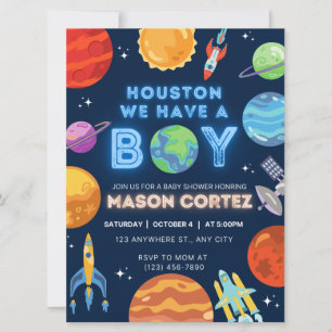 Houston vi har en Boy Rymden-inbjudan Baby