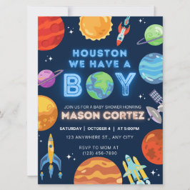 Houston vi har en Boy Rymden-inbjudan Baby