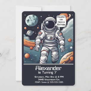 Houston, vi har en födelsedag! Astronaut Birthday Inbjudningar