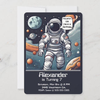 Houston, vi har en födelsedag! Astronaut Birthday Inbjudningar