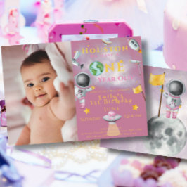 Houston Vi har en gammal rymdflicka Astronaut Inbjudningar