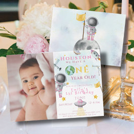 Houston Vi har en gammal rymdflicka Astronaut Inbjudningar