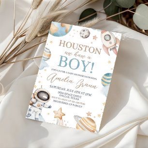 Houston Vi Har En Pojke Rymdbaby Shower Inbjudningar