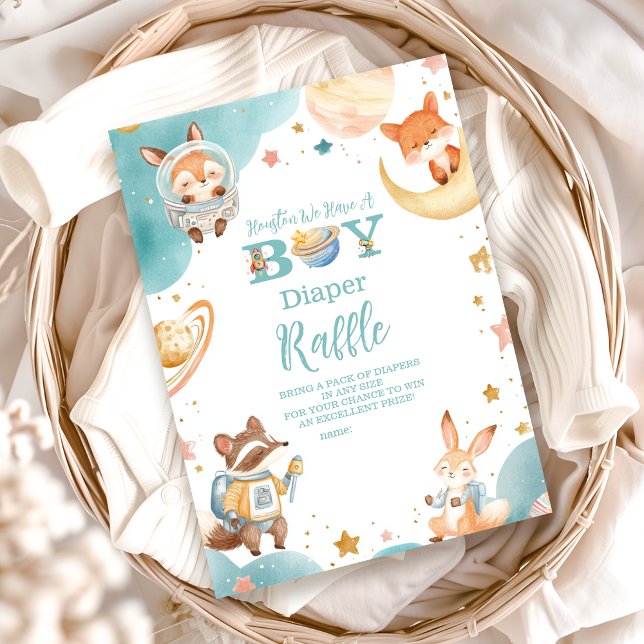 Houston vi har en pojke Rymden Diapper Raffle Tilläggskort (Skapare uppladdad)