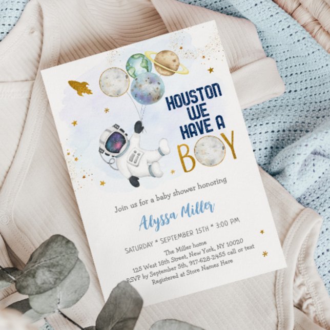 Houston vi har en pojkvän-astronaut Space Baby Sho Inbjudningar (Skapare uppladdad)