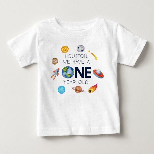Houston Vi har ett år på 1:a födelsedagen Party T Shirt (Framsida)
