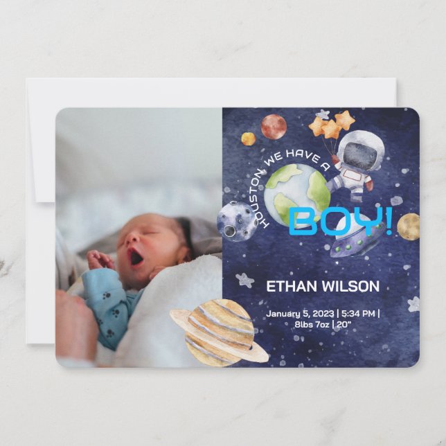 Houston vi har ett meddelande om nyfödd födsel inbjudningar (Framsida)