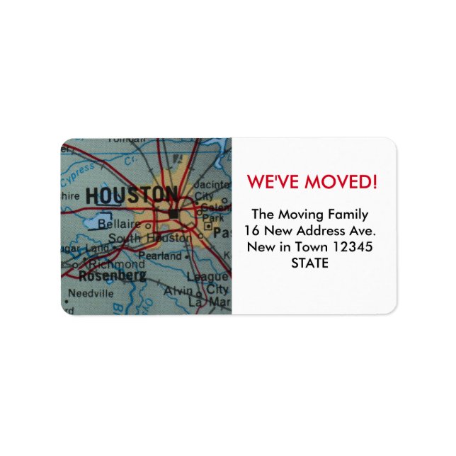 Houston Vi har flyttat-etikett Adressetikett (Framsidan)