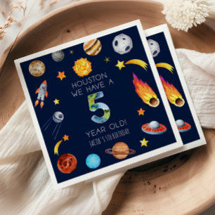 Houston We Have A 5 Års 5-års Födelsedagsfest Pappersservett